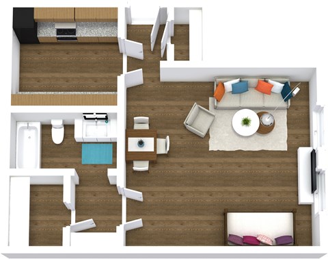 Floor plan for studio, 1 bath, 418 sqft